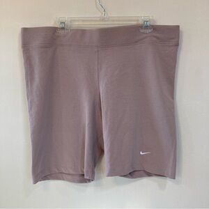 Nike Womens Biker Shorts Sz 2X Mid Rise Cotton Blend Taupe 8" Inseam NEW
